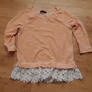 Sunday in Brooklyn lace hem lightweight sweater